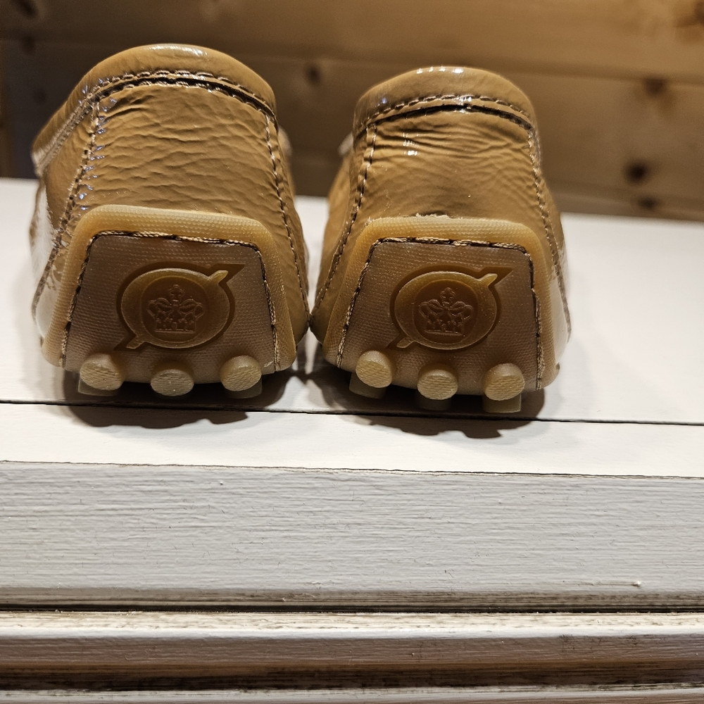 BORN Malena Tan Beige Patent Leather Penny Driving Mocs Shoes Womens 6 - Picture 4 of 4